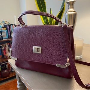 Purple Leather Top Handle Bag